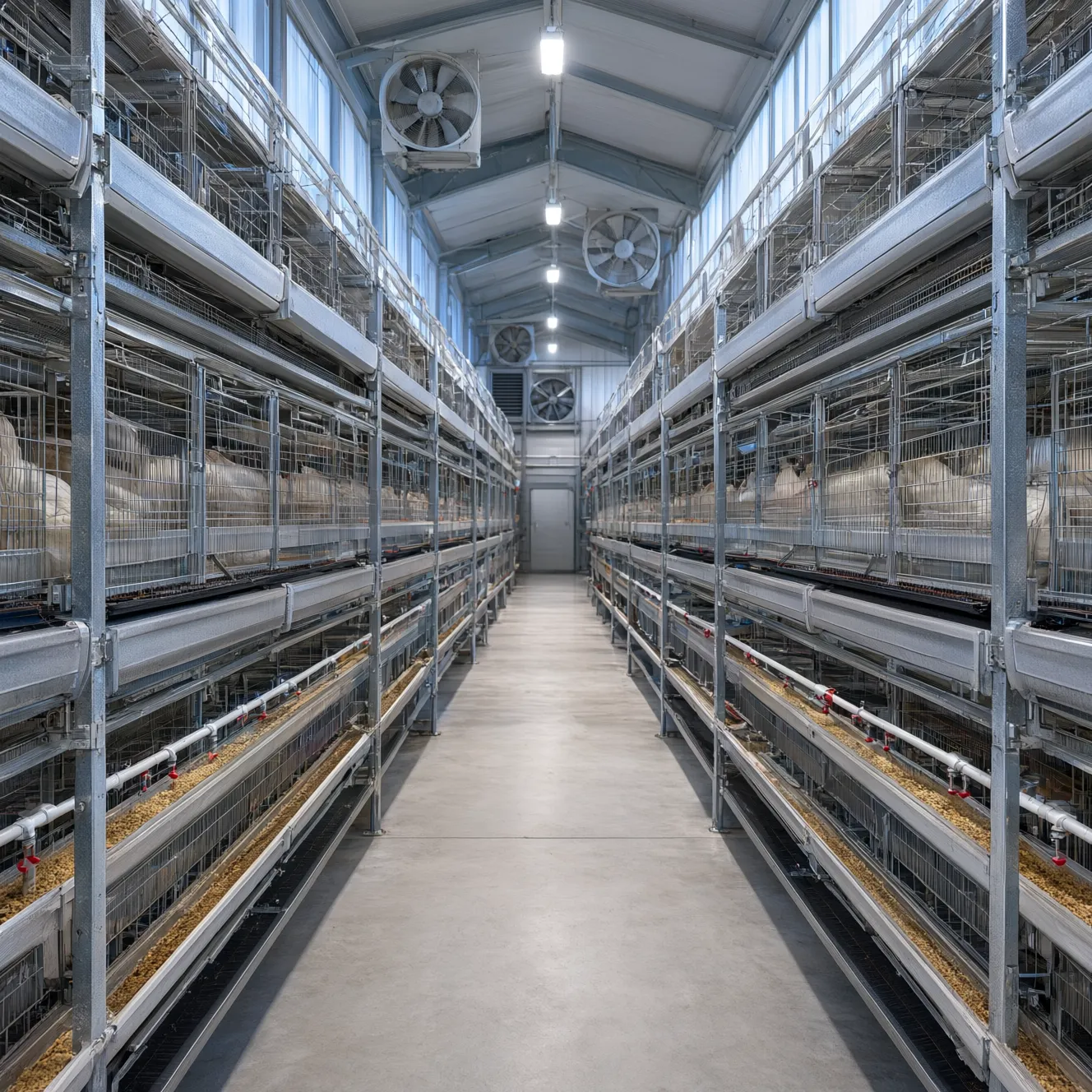 Modern automated poultry farm with ZEUSYANG multi-tier layer cages